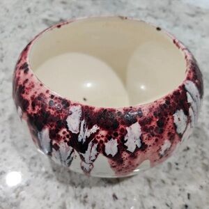 Beautiful Wine Red Drip Glazed Round Ceramic Pottery Bowl Kitchen Decor Holder